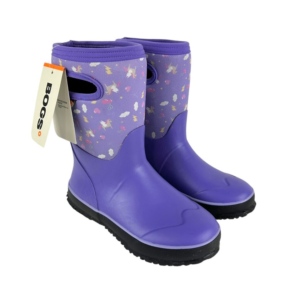 BOGS Grasp Pegasus Youth Size 4 Classic Waterproof Snow Boot Purple Unicorn NEW